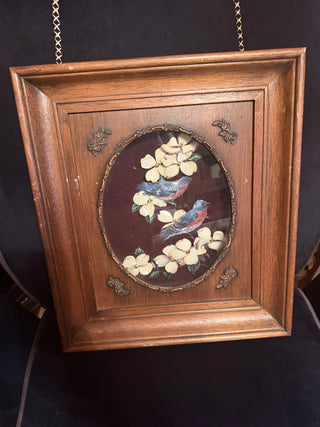 3 D Frame  16" H X 14" W with a Blue Birds  on a flower branch