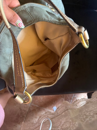Coach F17396 Medium Vintage Soho Green & Gold Signature Canvas & Leather HOBO