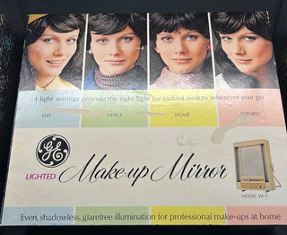 Vintage GE Lighted Makeup Mirror w/ box working
