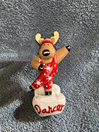 Wooden Painted Reindeer Figurine