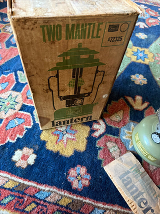 Vintage 1973 Sears 2-Mantle Lantern Avocado Colman & Original Globe in Box