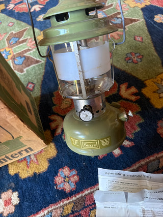 Vintage 1973 Sears 2-Mantle Lantern Avocado Colman & Original Globe in Box
