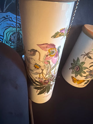 Set of 4 Portmeirion England Canisters Airtight Botanical Herbs Wood covers