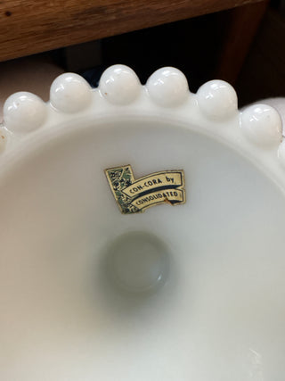 Vtg. American Milk Glass decorative pedestal by Con Cora