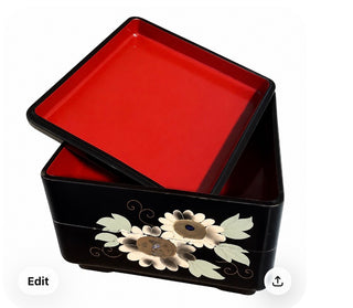MG Japanese vintage maki-e 3tier storage w/abalone pieces