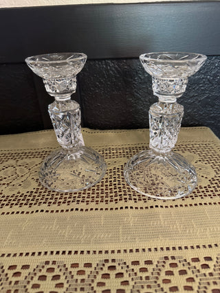 Vintage Crystal Candlestick sold as set of (2 ) 6.5 inches tall