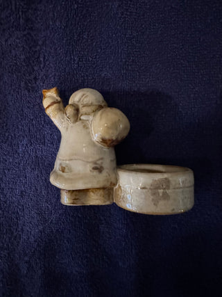 Vtg Pottery Santa Claus Tea Light Decor