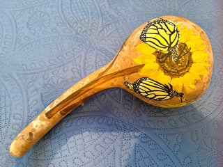 Sunflower-Butterfly painted Gourd