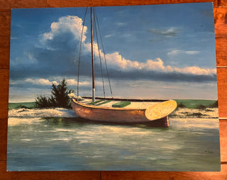 SEASIDE SAILBOAT CANVAS 19 X 15 (KAT)