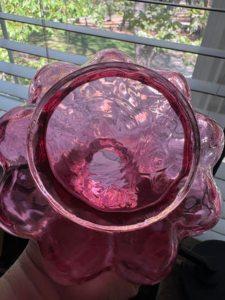 Fenton cranberry optic melon vase