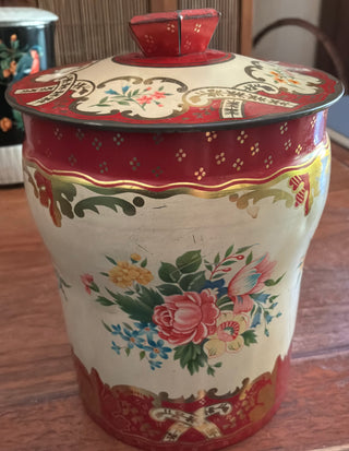 MG vintage floral tin England