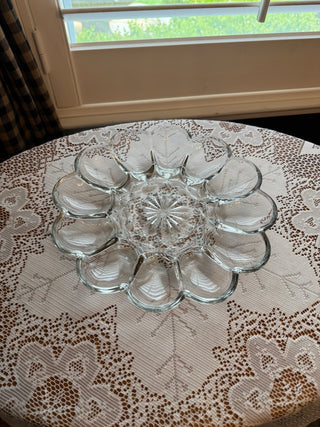 Vintage Anchor Hocking Clear Glass Egg Plate - 10 inch