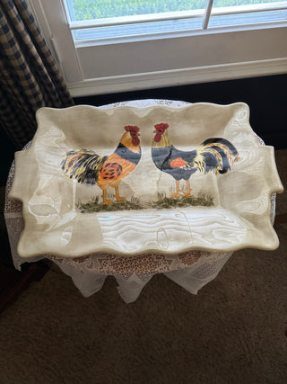 Vintage Table Top Gallery Chicken Platter -