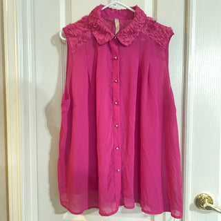 Pink Sleeveless Button-up Top