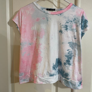 Large Tie Dye Pink Blue White T-shirt