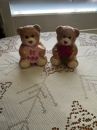 Vintage Teddy Bear Salt and Pepper Shakers sold as set of 2 - "Be Mine"