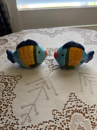 Vintage Blue Hawaiian Fish Salt and Pepper Shakers - sold as set of 2