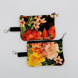 Handmade Coin Bag - Fall Floral Black - RCD