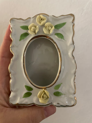 Yellow rose pocelain frame