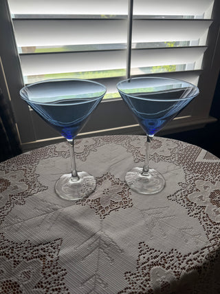 Vintage Cobalt Blue Martini Glasses sold as set of 2