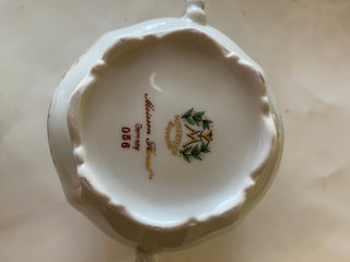 Rare porcelain floral sugar bowl and creamer RCD