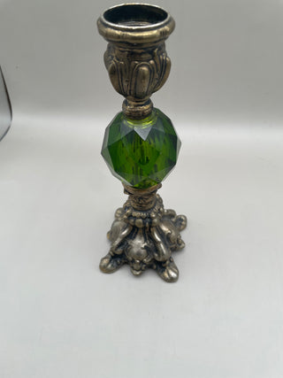 Regency Hollywood Candlestick w/Green Jewel