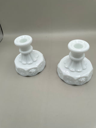Pair of Milk Glass Candle Holders