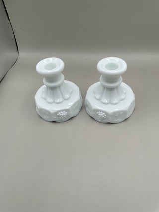Pair of Milk Glass Candle Holders