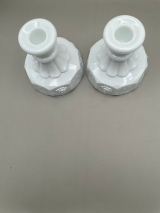 Pair of Milk Glass Candle Holders