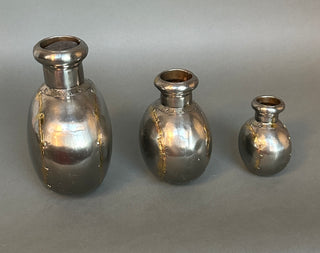 Set of 3 Antique Style Indian Traveler Flasks – Graduated Moon Bottles