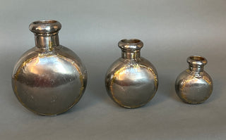 Set of 3 Antique Style Indian Traveler Flasks – Graduated Moon Bottles
