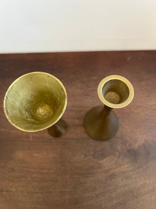 Vintage brass fluted candlestick set of 2