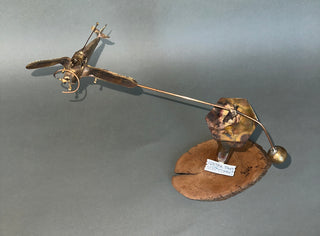 "Control Tower Stay Clear!" – Vintage Mid-Century Kinetic Balance Sculpture by Jim Hacker (1975)