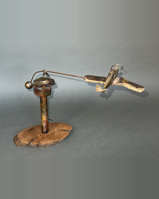 "Control Tower Stay Clear!" – Vintage Mid-Century Kinetic Balance Sculpture by Jim Hacker (1975)