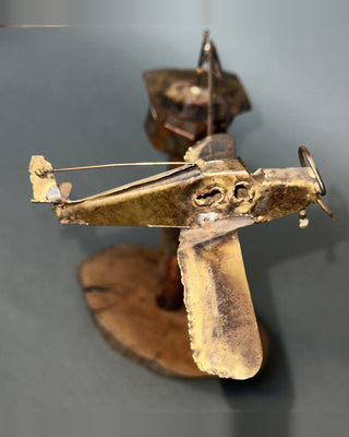 "Control Tower Stay Clear!" – Vintage Mid-Century Kinetic Balance Sculpture by Jim Hacker (1975)