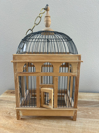 Wooden Bird Cage With Chain