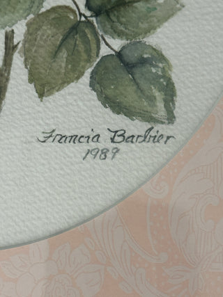 Gallery-Framed Botanical Rose Prints Custom Framed Pair 1989