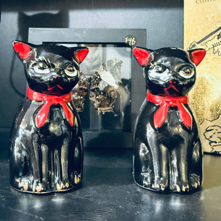 Antique Black Cat Salt & Pepper Shakers w/Squeakers  Japan