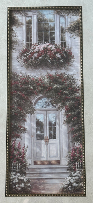 Betsy Brown Framed Art Print “Liberty Hall” — Rose-Covered Doorway, 29” Ornate Silver-Gilt Frame