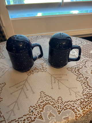Vintage Blue and White Salt & Pepper Shaker - sold as set if 2