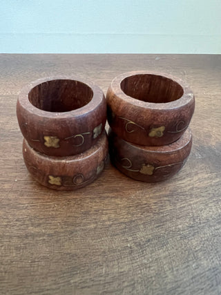 Wood and brass inlay napkin rings 4
