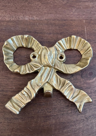 Vintage brass bow ribbon hook