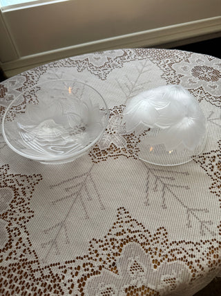 Vintage Crystal Frosted flower bowl with three legs - sold seprarately