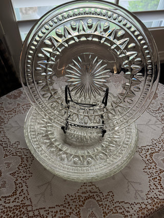 Vintage Indiana Glass Colony Park Lane clear glass Salad plates 8.5 inches sold as set of 6