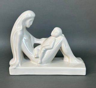 Vintage Haeger Mother and Child Statue White Gloss Ceramic Figurine 6053