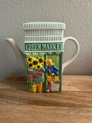 Green Market/Lemonade Stand Ceramic Teapot