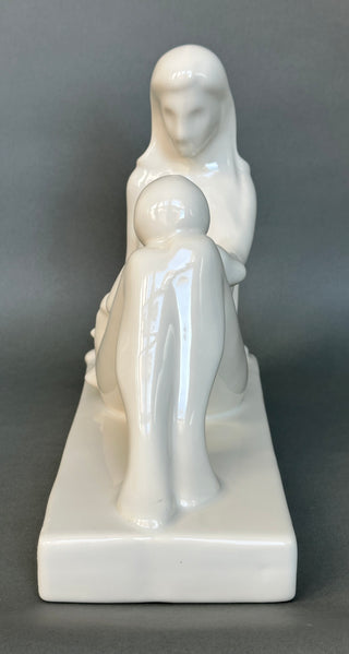 Vintage Haeger Mother and Child Statue White Gloss Ceramic Figurine 6053
