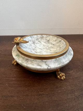 Brass footed marble dish
