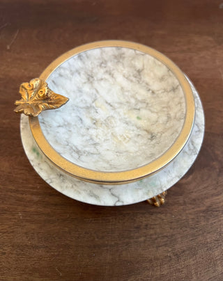 Brass footed marble dish