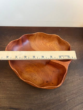MCM monkey pod wood leaf bowl